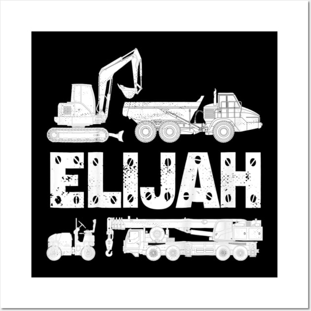 Kids Personalized Kids Name Construction Excavator Elijah Wall Art by jrgenbode